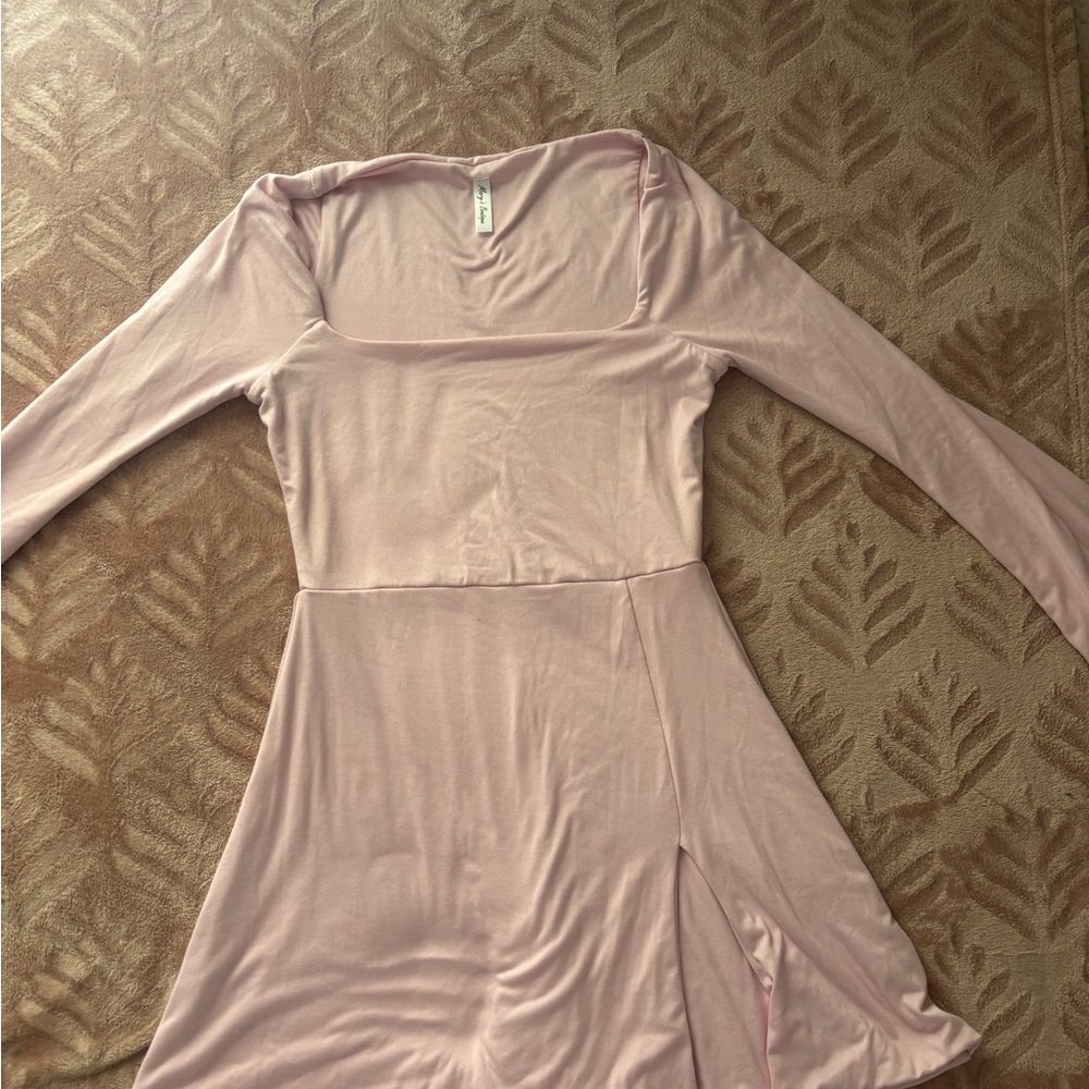 Elegant Pink Long Sleeve Dress
